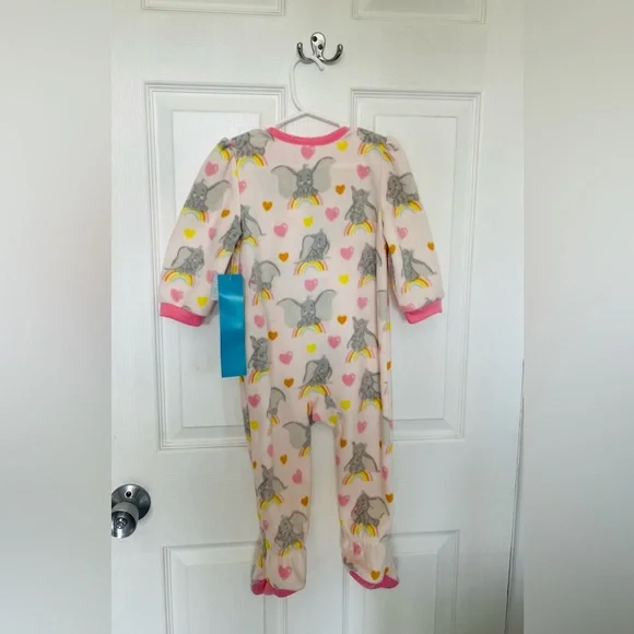 Disney Baby New Pink Dumbo Onesie Fleece Pajamas 18-24 Months - Picture 2 of 8
